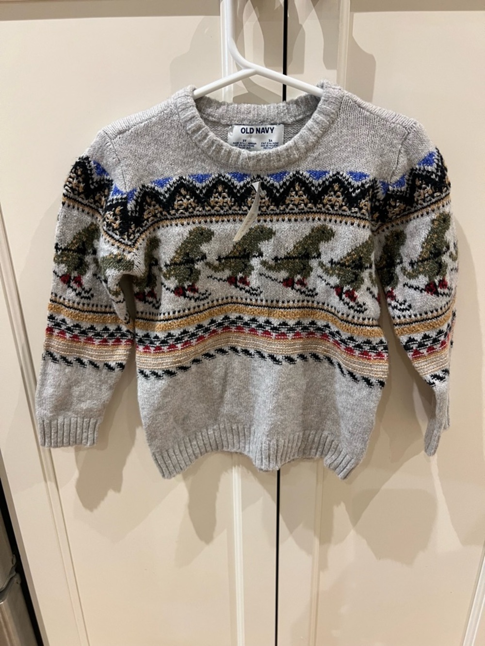 Old Navy Kids' Gray Fair Isle Dinosaur Sweater